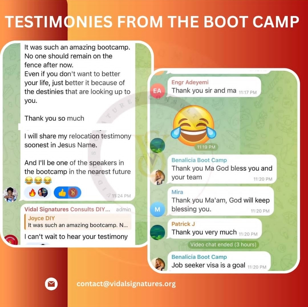 Messages from students after a Vidal Signatures DIY boot camp
